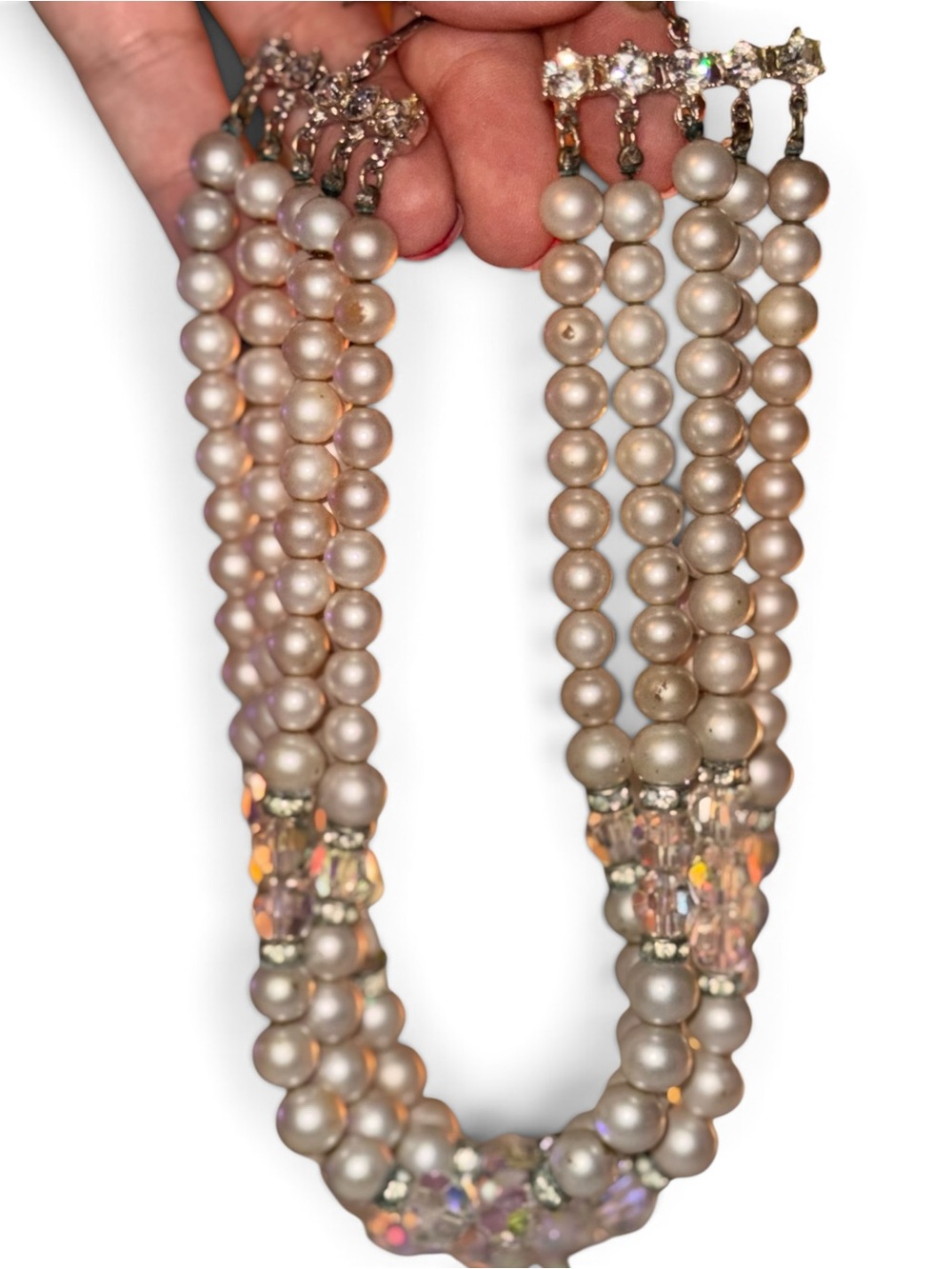 Vendome Vintage multi-strand faux pearl bib-necklace